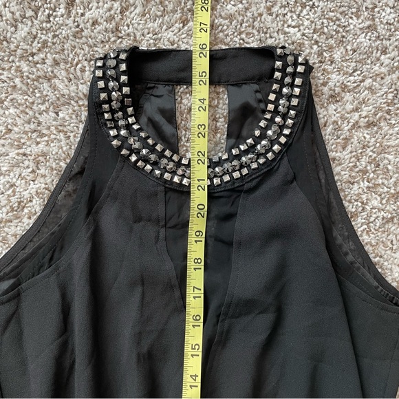 2B BEBE BLACK STUDDED Peplum See Through Top Size Medium - Picture 6 of 7